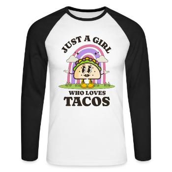 Taco - Unisex Long Sleeve Baseball T-Shirt - white/black - Front - Nik (191cm)