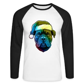 Staffordshire Bull Terrier Dog Head Christmas B - Unisex Long Sleeve Baseball T-Shirt - white/black - Front - Nik (191cm)