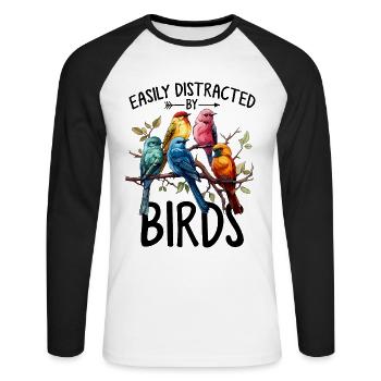Funny Pet Birds Birding Birdwatching Bird - Unisex Long Sleeve Baseball T-Shirt - white/black - Front - Nik (191cm)