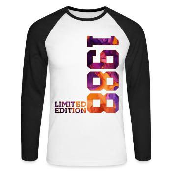 LIMITED EDITION 1988 38 JAHRE 38. GEBURTSTAG - Unisex Baseballshirt langarm - Weiß/Schwarz - Vorne - Nik (191cm)