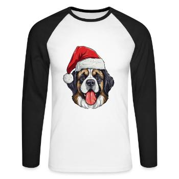Saint Bernand Dog Christmas Funny Xmas - Unisex Long Sleeve Baseball T-Shirt - white/black - Front - Nik (191cm)