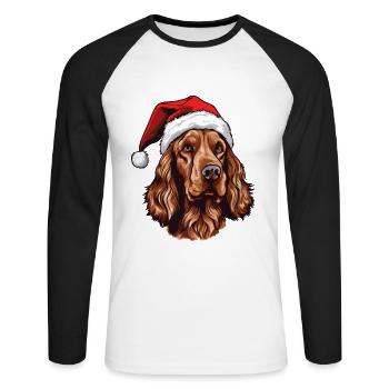 Irish Setter Hund Weihnachten Lustig Xmas - Unisex Baseballshirt langarm - Weiß/Schwarz - Vorne - Nik (191cm)