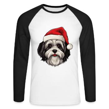 Havanese Dog Christmas Funny Xmas - Unisex Long Sleeve Baseball T-Shirt - white/black - Front - Nik (191cm)