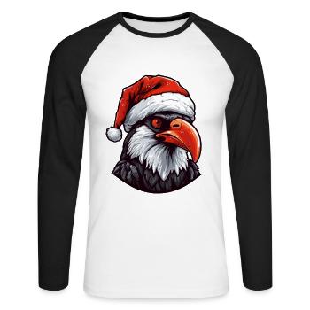 Krähe Rabe Weihnachten Tier Lustig Xmas - Unisex Baseballshirt langarm - Weiß/Schwarz - Vorne - Nik (191cm)