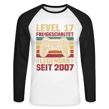 Level 17 freigeschaltet legendär seit 2007 - Unisex Baseballshirt langarm - Weiß/Schwarz - Vorne - Nik (191cm)