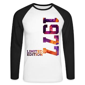 49TH BIRTHDAY 49 YEARS LIMITED EDITION 1977 - Unisex Long Sleeve Baseball T-Shirt - white/black - Front - Nik (191cm)