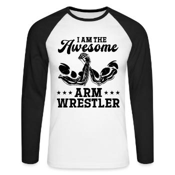 Arm Wrestling Arm Wrestler - I Am The Awesome Arm - Unisex Baseballshirt langarm - Weiß/Schwarz - Vorne - Nik (191cm)