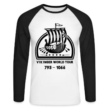 Vikinger World Tour von 793 bis 1066 ein Vikinger - Unisex Baseballshirt langarm - Weiß/Schwarz - Vorne - Nik (191cm)