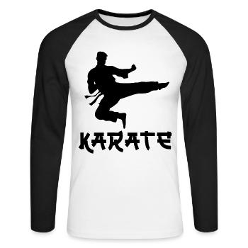 Karaté - T-shirt baseball manches longues Homme - blanc/noir - Devant - Nik (191cm)