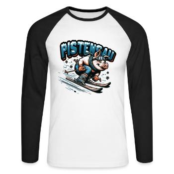 Skier Pig Pistensau Après-ski - T-shirt baseball manches longues Homme - blanc/noir - Devant - Nik (191cm)