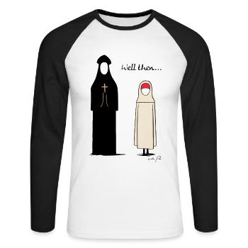 Religieuse et prêtre : Eh bien - T-shirt baseball manches longues Homme - blanc/noir - Devant - Nik (191cm)
