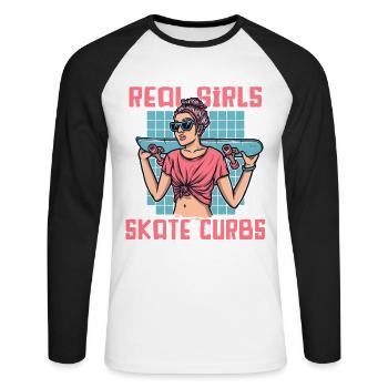 Real Girls Skate Curbs Skaterboy Skatepark Skater - Unisex Long Sleeve Baseball T-Shirt - white/black - Front - Nik (191cm)