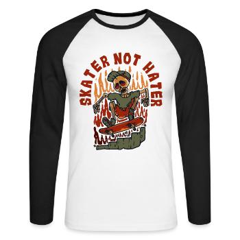 Skater Not Hater Skatergirl Skaterboy Skatepark - Unisex Long Sleeve Baseball T-Shirt - white/black - Front - Nik (191cm)