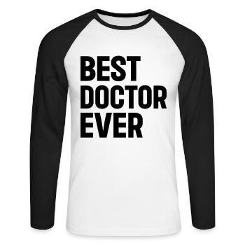 Meilleur médecin de tous les temps - Médecin hospitalier - T-shirt baseball manches longues Homme - blanc/noir - Devant - Nik (191cm)