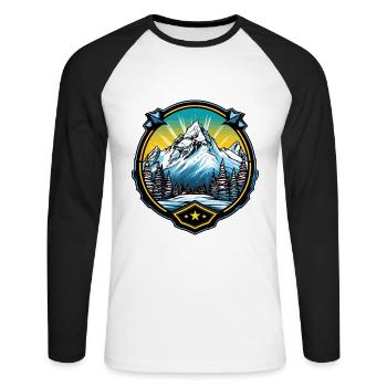 Alps Mountains Symbol - Unisex Long Sleeve Baseball T-Shirt - white/black - Front - Nik (191cm)