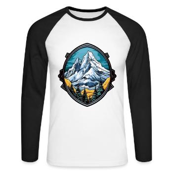 Berge Alpen Symbol Wappen - Unisex Baseballshirt langarm - Weiß/Schwarz - Vorne - Nik (191cm)