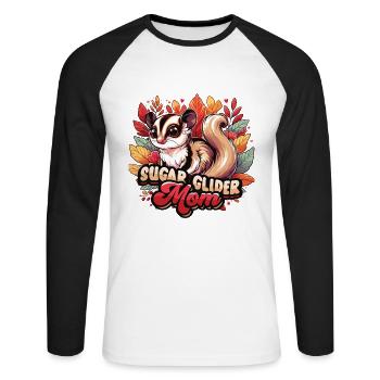 Australian Sugar Glider Short-headed Gliders - Unisex Long Sleeve Baseball T-Shirt - white/black - Front - Nik (191cm)