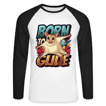 Australische Sugar Glider Kurzkopfgleitbeutler - Unisex Baseballshirt langarm - Weiß/Schwarz - Vorne - Nik (191cm)
