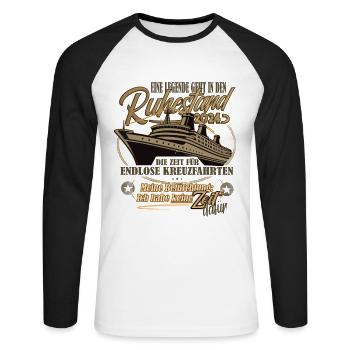 Legende, Rente, Ruhestand, Kreuzfahrt, Geschenk - Unisex Baseballshirt langarm - Weiß/Schwarz - Vorne - Nik (191cm)