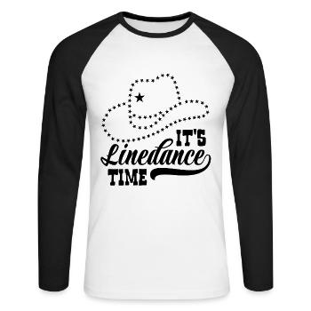 Line Dance Linedancing Country Fan - Gift - Unisex Long Sleeve Baseball T-Shirt - white/black - Front - Nik (191cm)