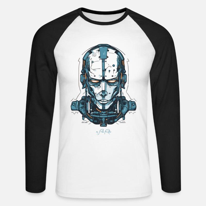 Ein Cyborg-Roboter Tech - Unisex Baseballshirt langarm - Weiß/Schwarz