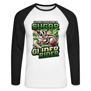 Australische Sugar Glider Kurzkopfgleitbeutler - Unisex Baseballshirt langarm - Weiß/Schwarz - Vorne - Nik (191cm)