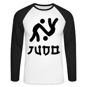 Judo - T-shirt baseball manches longues Homme - blanc/noir - Devant - Nik (191cm)