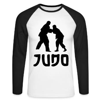 Judo - T-shirt baseball manches longues Homme - blanc/noir - Devant - Nik (191cm)