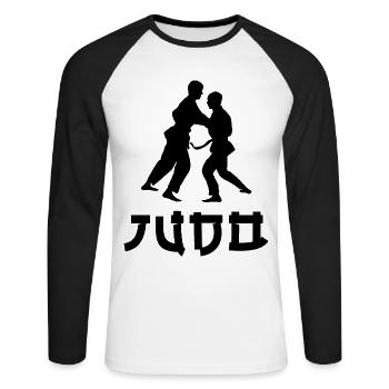 Judo - T-shirt baseball manches longues Homme - blanc/noir - Devant - Nik (191cm)