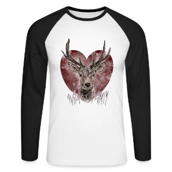 Wild and Beautiful Deer, Heart, Wilderness, Gift - Unisex Long Sleeve Baseball T-Shirt - white/black - Front - Nik (191cm)