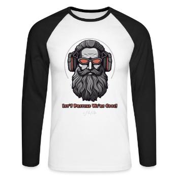Lass uns so tun als wären wir cool - Unisex Baseballshirt langarm - Weiß/Schwarz - Vorne - Nik (191cm)