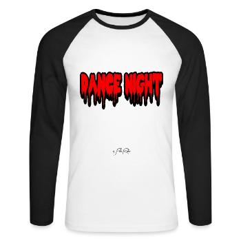 Text, Dance Night - Unisex Long Sleeve Baseball T-Shirt - white/black - Front - Nik (191cm)
