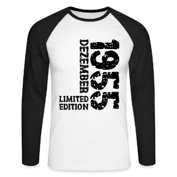 1955 Dezember Limited Edition 68. Geburtstag Deko - Unisex Baseballshirt langarm - Weiß/Schwarz - Vorne - Nik (191cm)