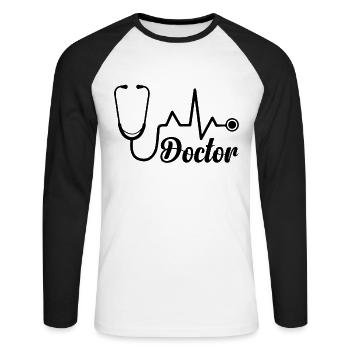 Doctor Stethoscope Hospital Doctor Emergency Docto - Unisex Long Sleeve Baseball T-Shirt - white/black - Front - Nik (191cm)