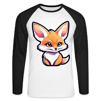 Desert Fox Fennec Drawing - Unisex Long Sleeve Baseball T-Shirt - white/black - Front - Nik (191cm)