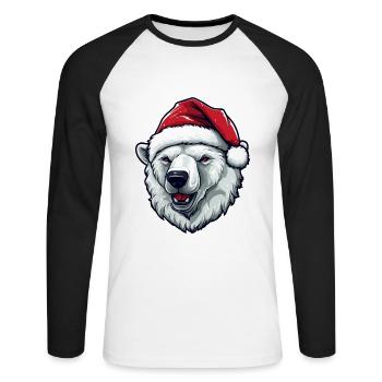Polar Bear Head Christmas Portrait Polar Bear - Unisex Long Sleeve Baseball T-Shirt - white/black - Front - Nik (191cm)