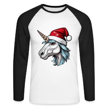Unicorn Head Christmas Portrait - Unisex Long Sleeve Baseball T-Shirt - white/black - Front - Nik (191cm)