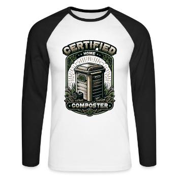 Composting Enthusiast Vermiculture Kompostierung - Unisex Long Sleeve Baseball T-Shirt - white/black - Front - Nik (191cm)