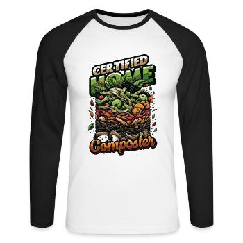 Composting Enthusiast Vermiculture Kompostierung - Unisex Long Sleeve Baseball T-Shirt - white/black - Front - Nik (191cm)