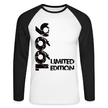 Edition limitée 1996 - T-shirt baseball manches longues Homme - blanc/noir - Devant - Nik (191cm)