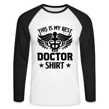 C’est mon meilleur médecin chemise drôle médecin médical - T-shirt baseball manches longues Homme - blanc/noir - Devant - Nik (191cm)