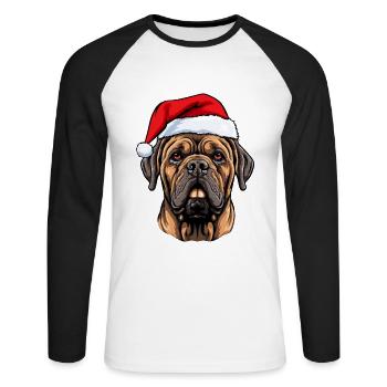 Mastiff Dog Head Christmas Portrait - Unisex Long Sleeve Baseball T-Shirt - white/black - Front - Nik (191cm)