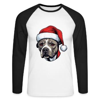 Staffordshire Bull Terrier Dog Head Christmas P - Unisex Long Sleeve Baseball T-Shirt - white/black - Front - Nik (191cm)