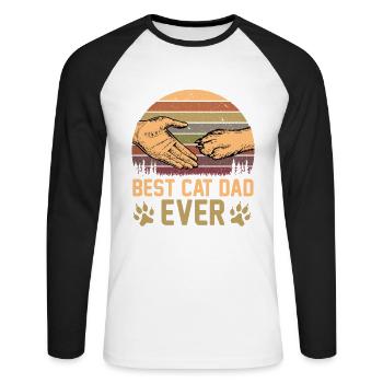 Meilleur Chat Papa Jamais Rétro Vintage Cadeau Femmes Hommes - T-shirt baseball manches longues Homme - blanc/noir - Devant - Nik (191cm)