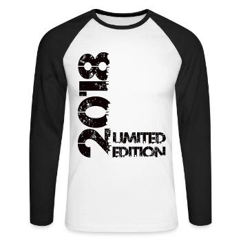 Limited Edition 2018 - Unisex Baseballshirt langarm - Weiß/Schwarz - Vorne - Nik (191cm)