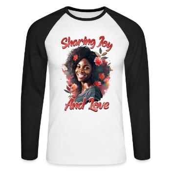 Sharing Joy and Love - Black History Month African - Unisex Baseballshirt langarm - Weiß/Schwarz - Vorne - Nik (191cm)