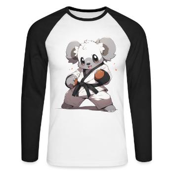 Funny Koala Martial Arts MMA Kawaii Martial Arts - Unisex Long Sleeve Baseball T-Shirt - white/black - Front - Nik (191cm)