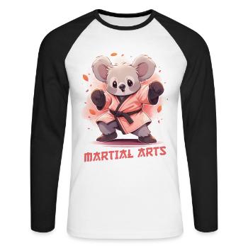 Funny Koala Martial Arts MMA Kawaii Martial Arts - Unisex Long Sleeve Baseball T-Shirt - white/black - Front - Nik (191cm)