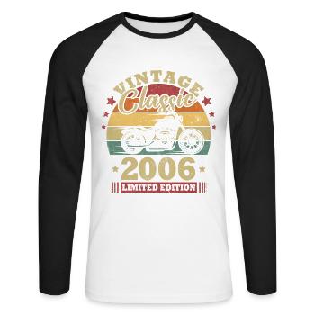 Cadeau d’anniversaire classique Vintage né en 2006 - T-shirt baseball manches longues Homme - blanc/noir - Devant - Nik (191cm)