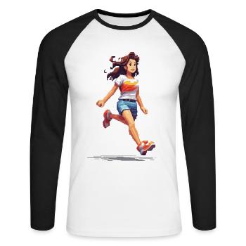 Retro Gamer Pixel Vintage Gaming Fun Design - Unisex Long Sleeve Baseball T-Shirt - white/black - Front - Nik (191cm)